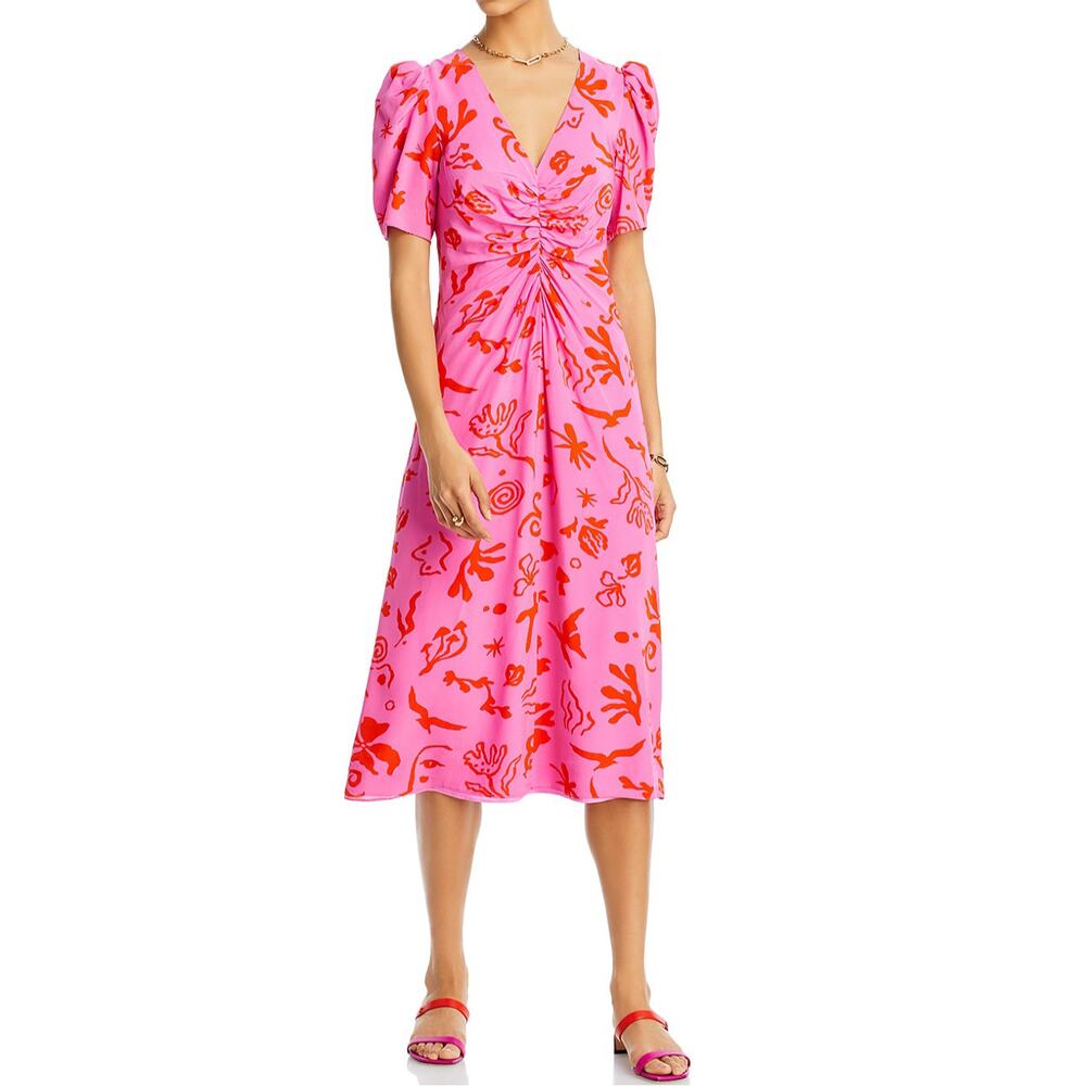 Rhode Maci Pink Botanical Pink Dress Size 4 NWT - Picture 5 of 9